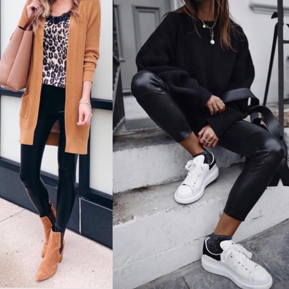 🆕High Waist Faux Leather Leggings Glossy - Picture 3 of 12